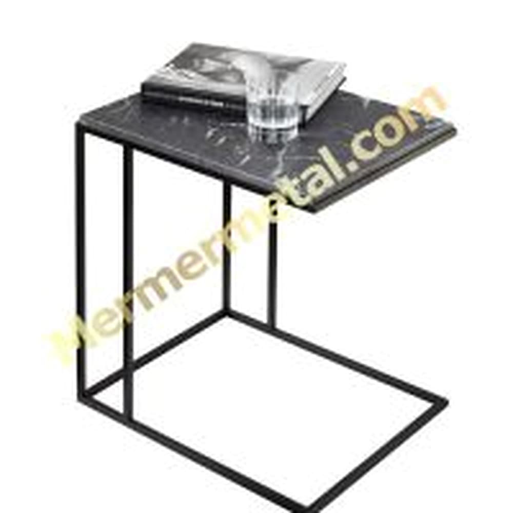 Siyah Mermer ve Metal Yemek Masa Ayağı