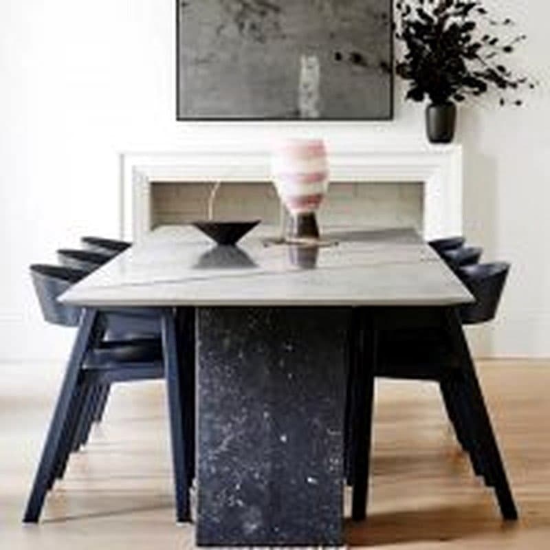 Ahşap Masif Siyah Metal Ayaklı Yemek Masası