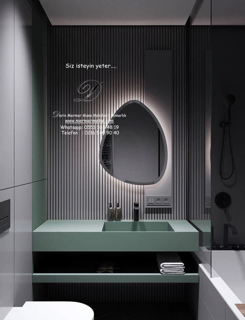 Banyo Islak Hacim Metal Mermer Tasarım