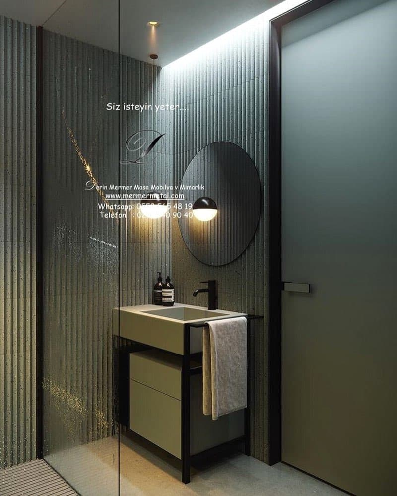 Banyo Islak Hacim Metal Mermer Tasarım
