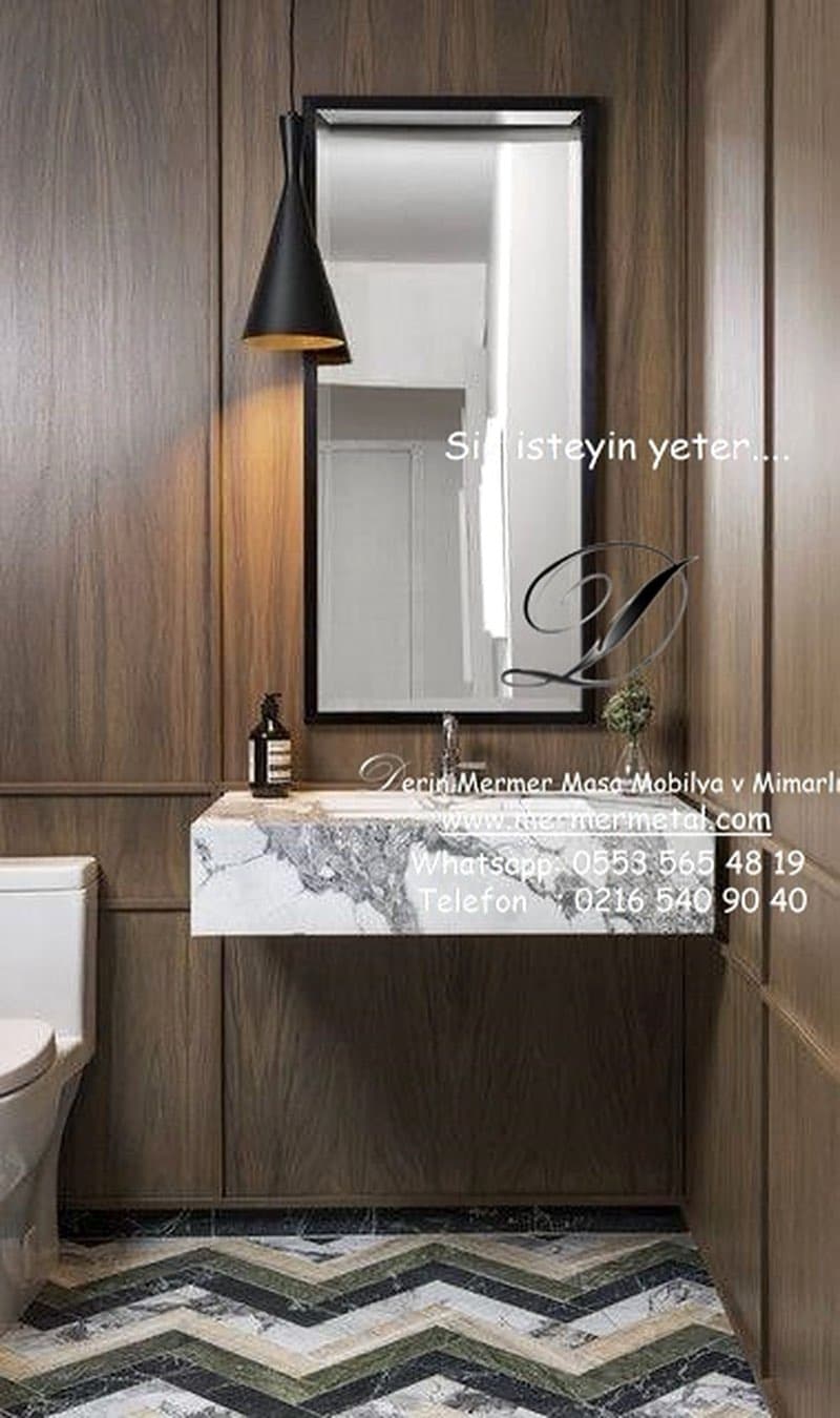 Banyo Islak Hacim Metal Mermer Tasarım
