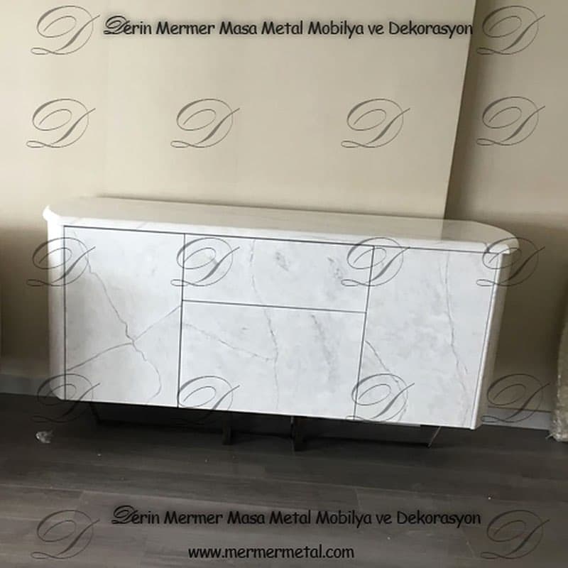 Beyaz Mermer TV Ünitesi