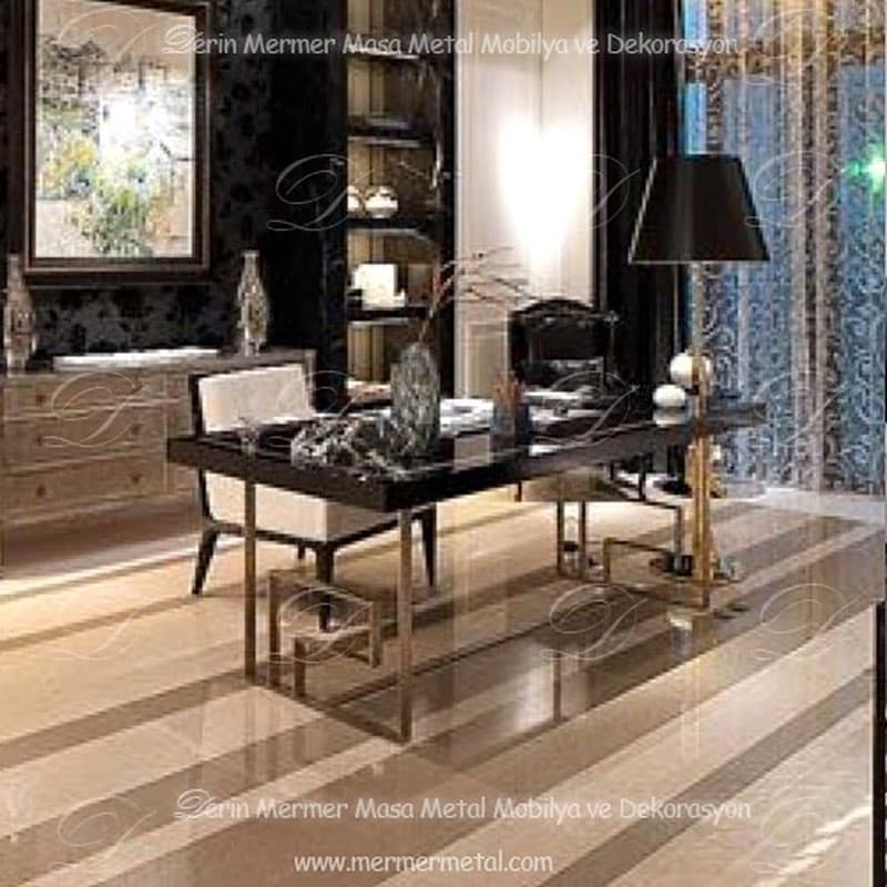 Siyah Mermer Yemek Masası