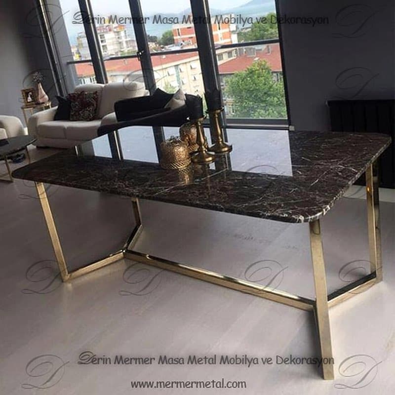 Üstü Mermer Yemek Masası