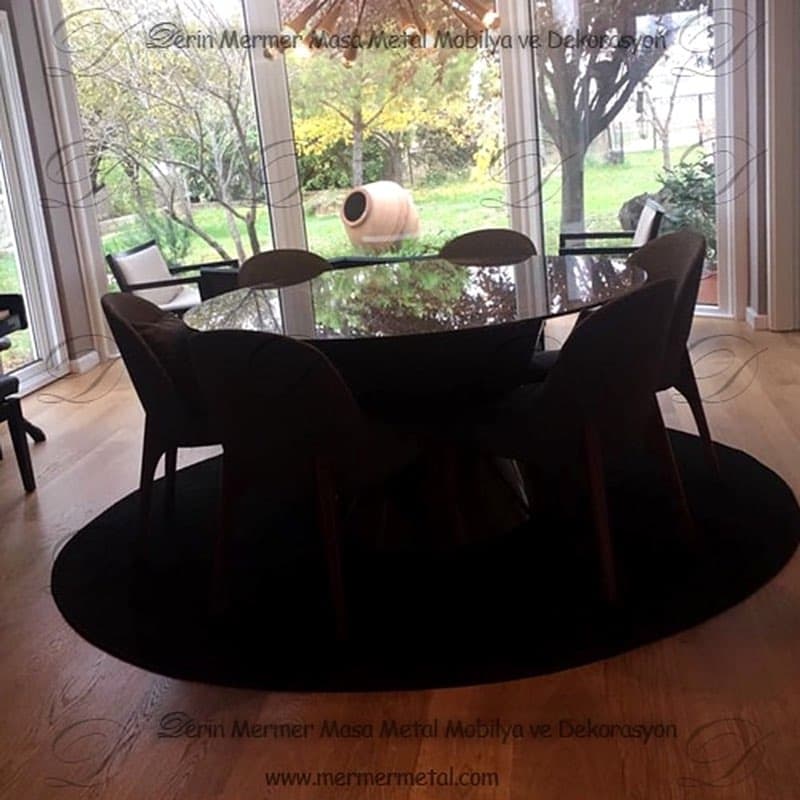 Siyah Mermer Yemek Masası