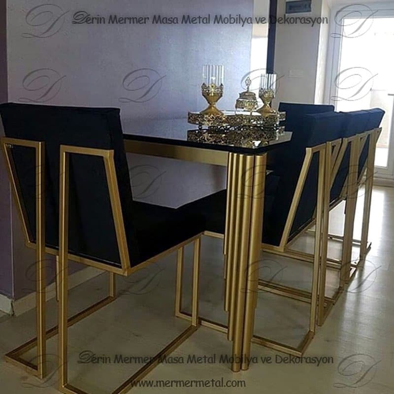 Gold Mermer Yemek Masası