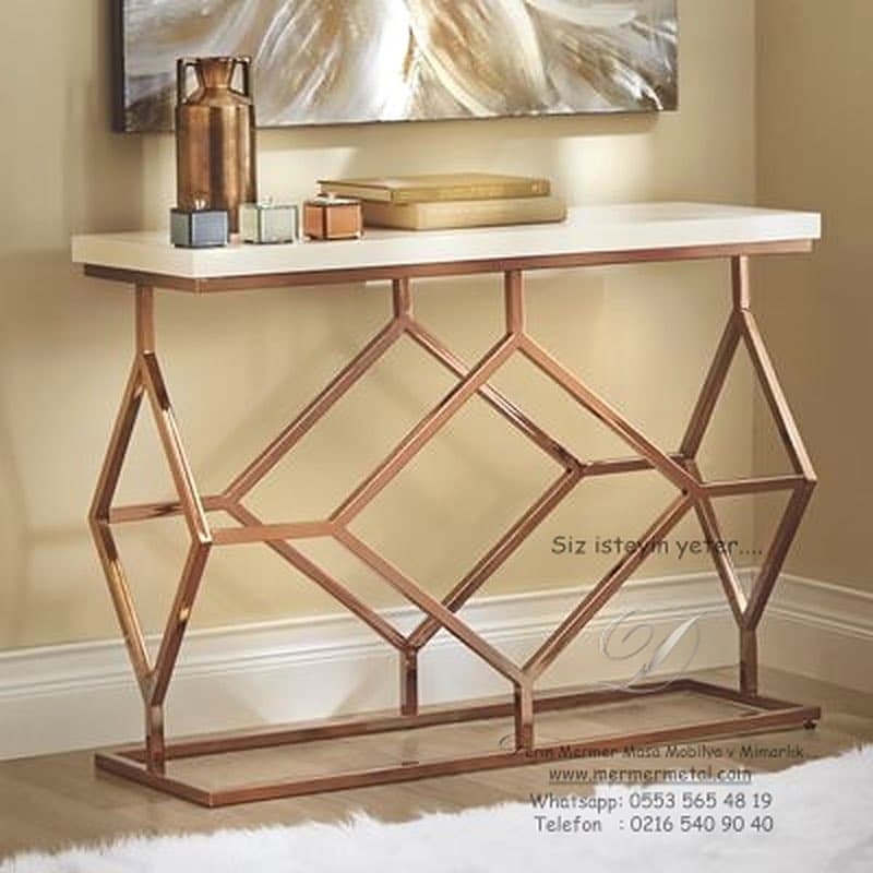 Gold Ayaklı Mermer Metal Dresuar