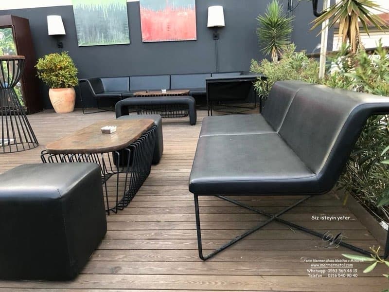 Metal Ayaklı Deri Koltuk Takımı