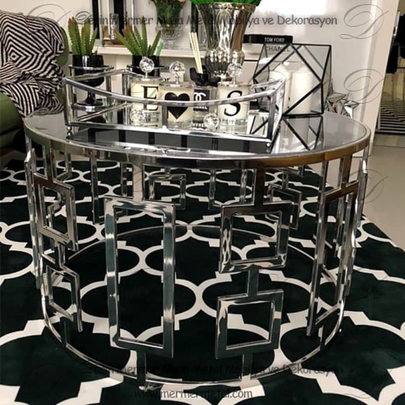 Mermer Metal Orta Sehpa