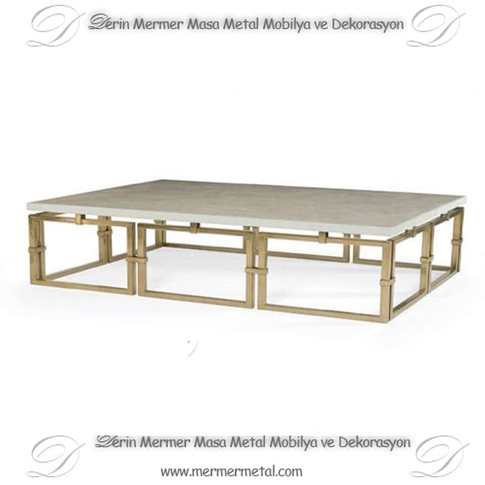 Gold Ayak Mermer Orta Sehpa