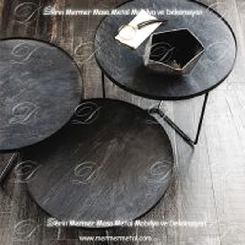 Siyah Mermer Paslanmaz Orta Sehpa