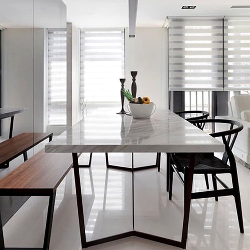 Dikdörtgen Beyaz Mermer Masa