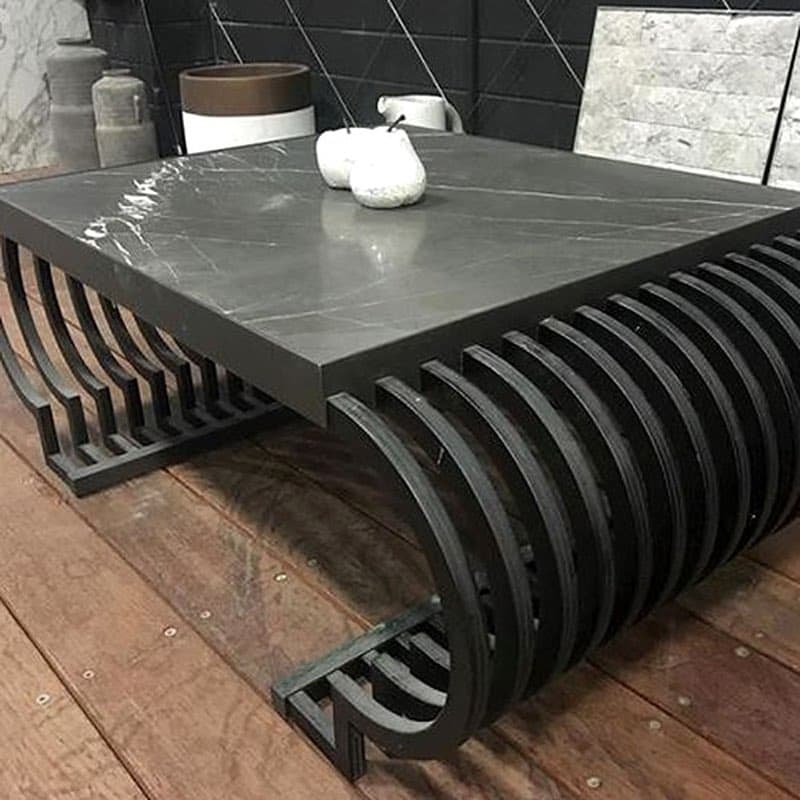 4 Kişilik Siyah Modern Mermer Masa