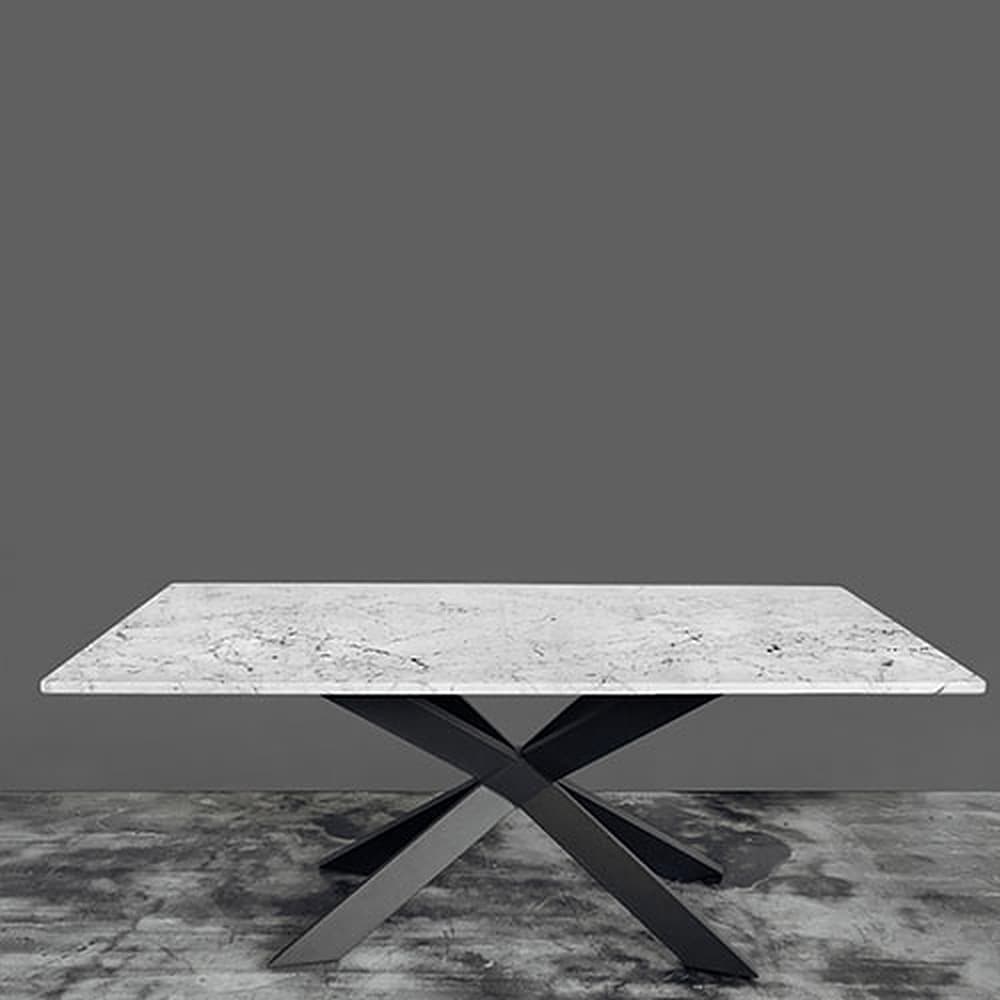6 Kişilik Modern Beyaz Mermer Masa