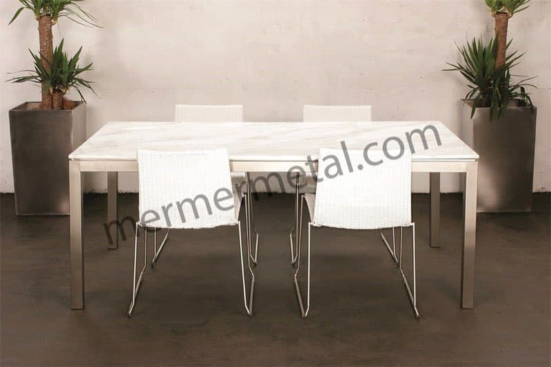 4 Kişilik Mermer Yemek Masası