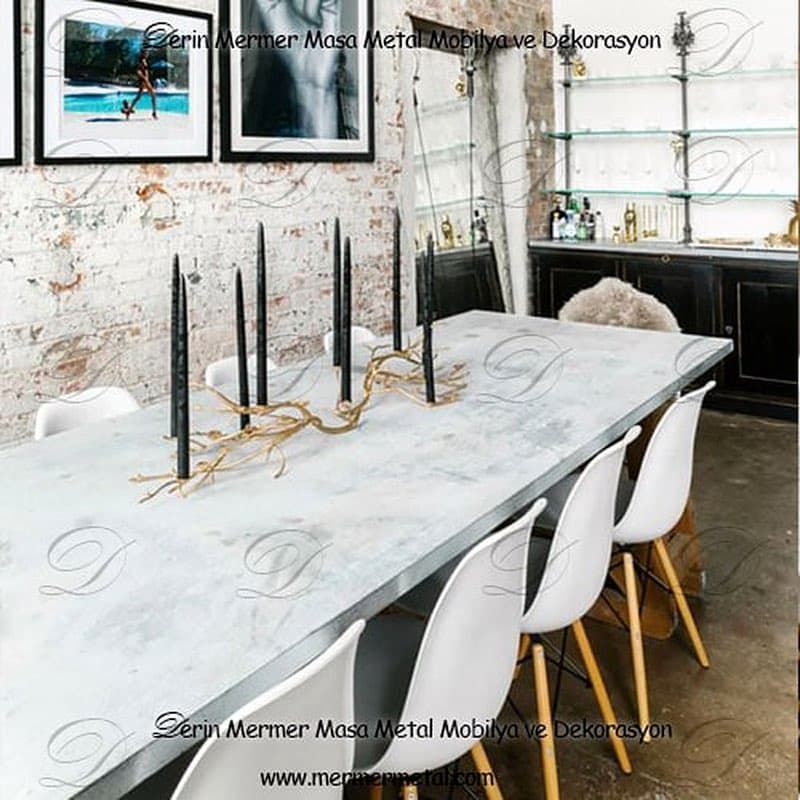 12 Kişilik Mermer Yemek Masası