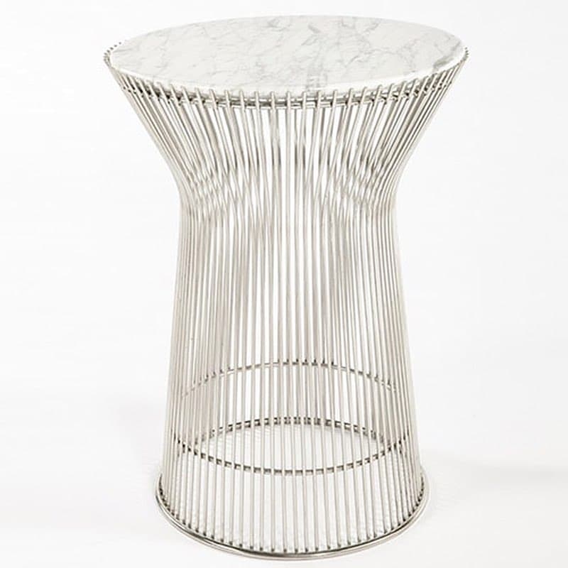 Beyaz Yuvarlak Mermer Zigon Yan Sehpa