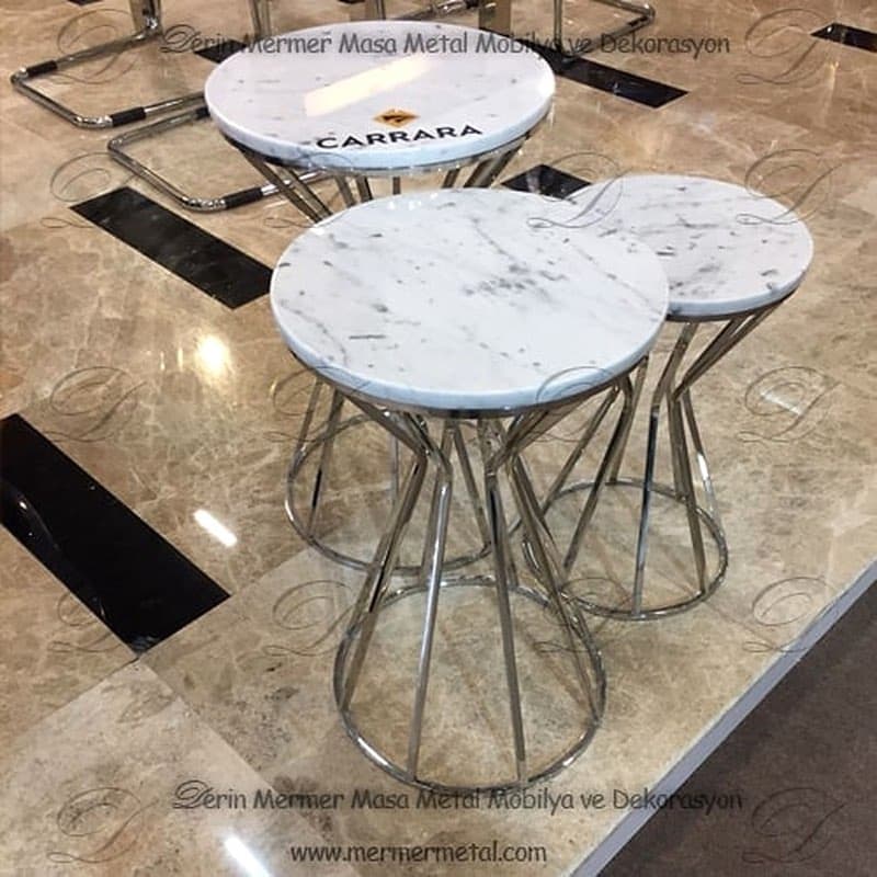 Beyaz Mermer Zigon Sehpa