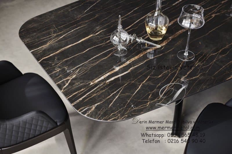 Nero Sahara Siyah Mermer Çalışma Masası