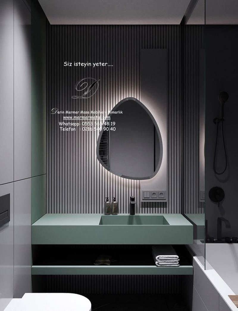Banyo Islak Hacim Metal Mermer Tasarım