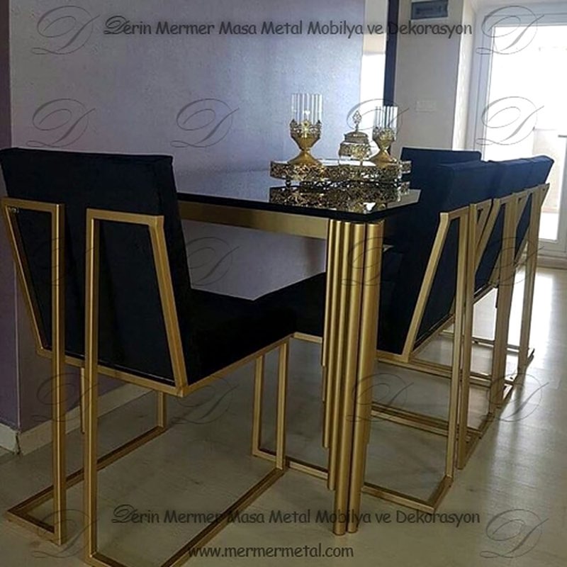 Gold Mermer Yemek Masası