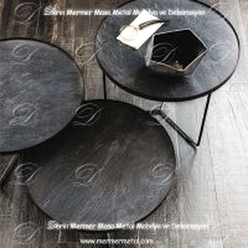 Siyah Mermer Paslanmaz Orta Sehpa