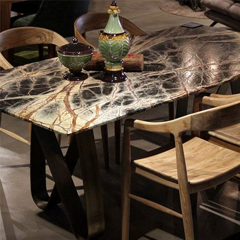 Kahverengi Mermer Yemek Masası
